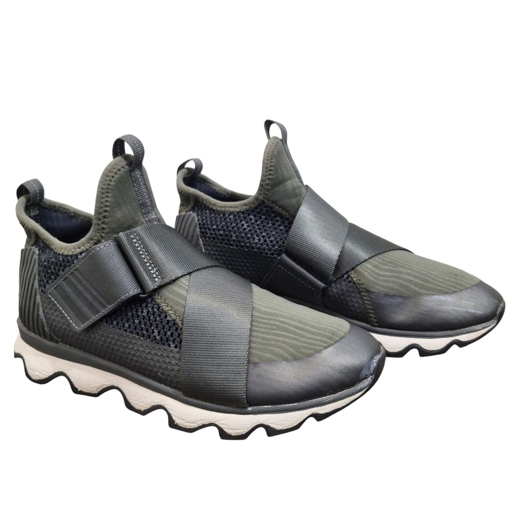 Sorel Kinetic Sneak Olive Green Black Strap Sneakers NL2909-326 Women's Size 8.5